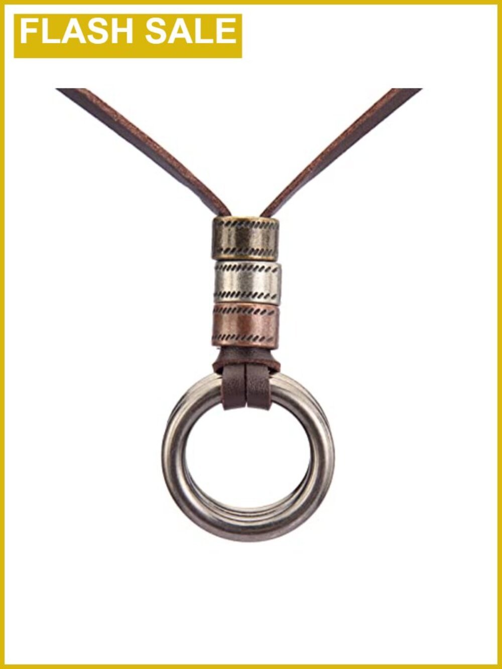 Leather Cord Necklace Wooden Pendant Boho Long Sweater Necklace
